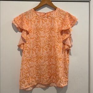 Orange & pink Ruffle Sleeve Blouse